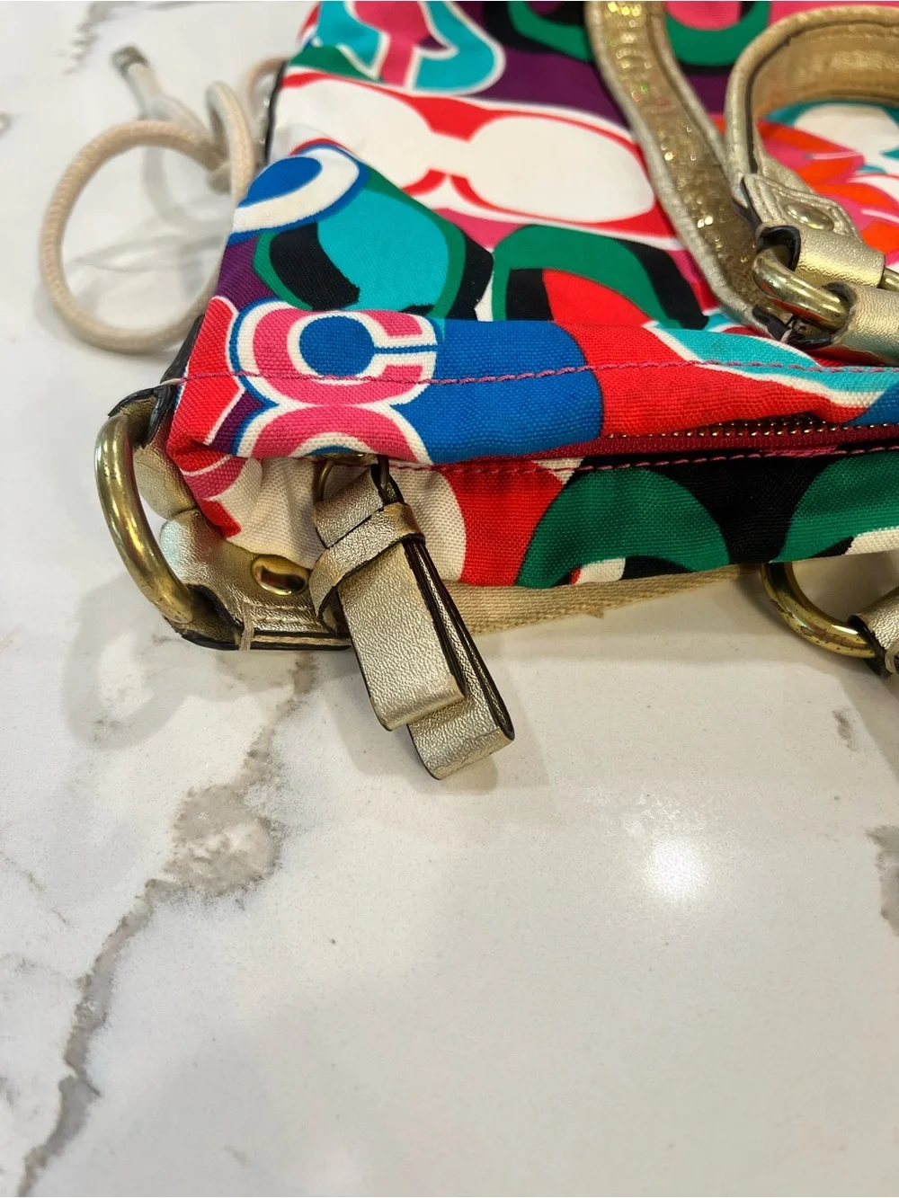 Coach Rare Poppy Pop C Glam Spotlight Colorful Signature Shoulder Handbag Tote